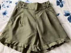 ナルミヤ リンジー LINDSAY☆オリーブ色フリル裾ハーフパンツ L