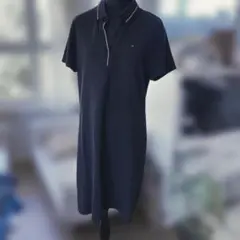 TOMMY HILFIGER 濃紺　Vネック　ポロシャツワンピース L/G