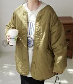 キルティングコート カーキ