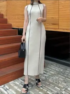 FRAY I.D カラーシームリブニットワンピース