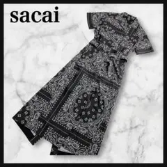【美品☆高級】サカイ 半袖ロングワンピース バンダナ柄 ペイズリー 22ssのサムネイル