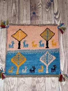 ペルシャ絨毯　ギャッベ　座布団　手織り　イラン(107)