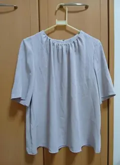 NATURAL BEAUTY BASIC　ギャザーネックブラウス　グレー　S
