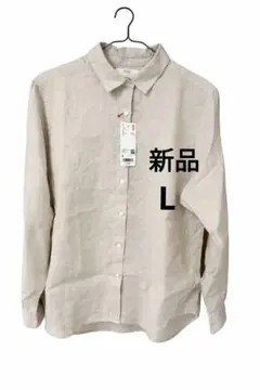ユニクロ　プレミアムリネンシャツ　L　レディース