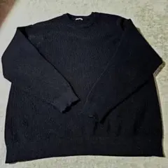 黒のリブ編み長袖ニットセーター.GU