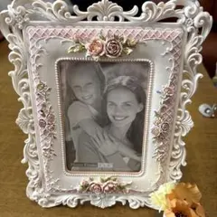 花柄フォトフレーム 4x6インチ