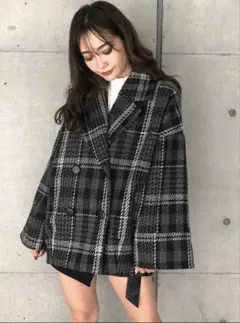 ENVYM チェックコクーンコート