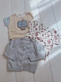 【tete a tete等】ベビーTシャツ2枚+ベビーカーディガン（80サイズ）