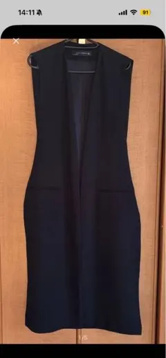 ZARA WOMAN 黒 ノースリーブロングベスト