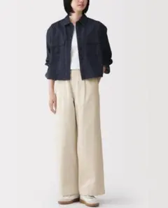 【新品未使用】無印良品　婦人　ムラ糸　チノタックワイドパンツ