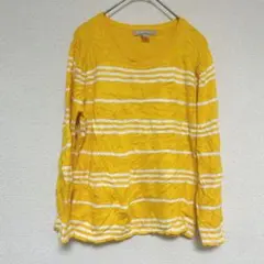 BANANA REPUBLIC 【M 】イエロー ストライプ 長袖 ニット