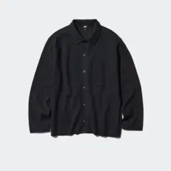 ミラノリブシャツカーディガン ブラック M ユニクロ UNIQLO 黒 Mサイズ