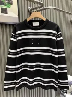 Maison Margielaバー ストライプ ニット ブラック メンズ セーM