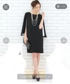 Dress Lab ベルスリーブ ワンピース 紺　Mのサムネイル
