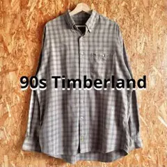 90s Timberland 緑タグ 長袖 ボタンダウン チェックシャツ 茶のサムネイル
