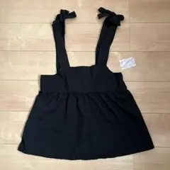 しまむら　エンボス花柄リボン付き黒ビスチェ　Lサイズ　※値下げ