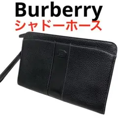 Burberry セカンドバッグ クラッチバッグ レザー ノバチェック ロゴ 黒