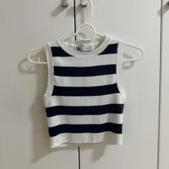 ZARA ストライプ ノースリーブ トップス S