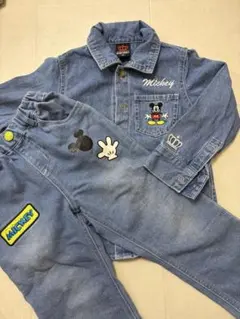 ベビードール　ミッキー デニムジャケット＆パンツセット100