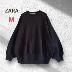 ザラ ニット セーター M ネイビー オーバーサイズ ボリューム袖 シンプル