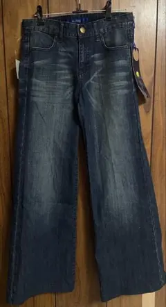 新商品 ダークブルー ワイドレッグデニム