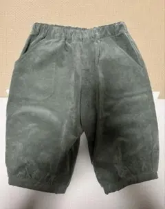 【美品】コムサフォセット　モスグリーン スエード風 ミドル丈パンツ　100㎝