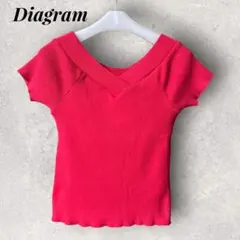 ダイアグラム　Tシャツ カットソー　Ｖネック　半袖　レッド　リブ　36のサムネイル