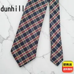 dunhill シルク ネクタイ チェック柄 総柄 ビジネス 通勤 ネイビー
