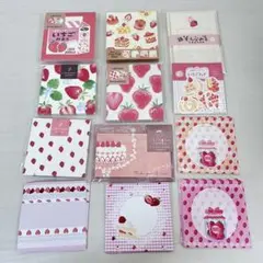 いちご柄 メモパッド/レターセット/そえぶみ箋/ORIGAMI memo Ｂ