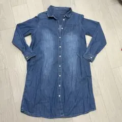 【マタニティ】デニムシャツワンピース L