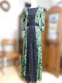 TadashiShojiタダシショージ ボタニカル緑と黒のドレス0 2026年最新】Tadashi Shoji カラー：グリーン系 パーティードレスの