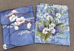 ハギレ　青色花柄生地 2個まとめ売り　青系③