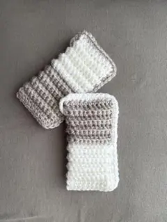 imasami様　アクリルたわし（タイプA） バイカラーホワイトグレー　２枚組