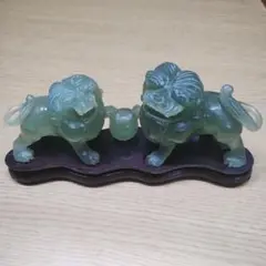 獅子置物 翡翠 中国翡翠獅子置物