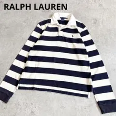 RALPH LAURENラルフローレン 太ボーダーラガーシャツ ポニー刺繍 Mのサムネイル