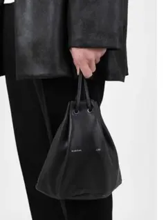 LADMUSICIAN LEATHER SMALL DRAWSTRING BAG