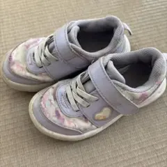 ハートモチーフ付きスニーカー グレー/ピンク