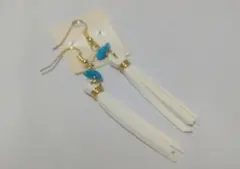 ハンドメイドピアス タッセル ターコイズ風