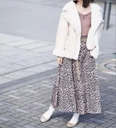 NICE CLAUP ベルト付きロングスカート