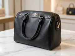 COACH コーチ ミニボストン ブラック レザー 2WAY ショルダー