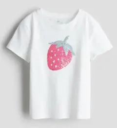 新品未使用＊いちごリバーシブルスパンコールTシャツ135~140cm白