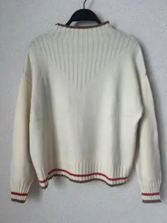 レスピーギ　グレー/アイボリー バイカラー　ニットセーター