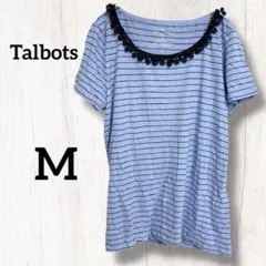Talbots ストライプ ブルー 半袖Tシャツ 【M】 インポート古着 1点物