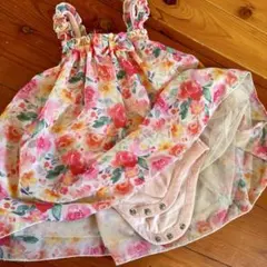ワンピース　ロンパース　オールインワン　ノースリーブ　シフォン　花柄　80のサムネイル