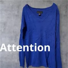 【S】Attention Vネック ニット セーター ロイヤルブルー 薄手