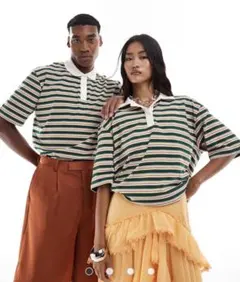 80s オーバーサイズ ストライプ ポロシャツアディダスオリジナルスadidas