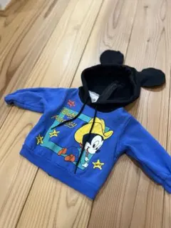 ミッキー耳付き青パーカー　ビンテージディズニー