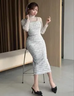 FRIFUL チェック柄 キャミトップ&スリットバック スカート セット