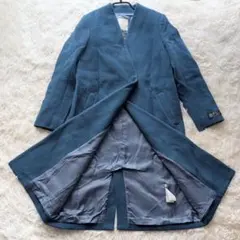 B:MING by BEAMS ノーカラーコート ブルー M Vネック ビームス