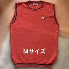 メンズ　FILA 赤　ニットベスト　綿100%